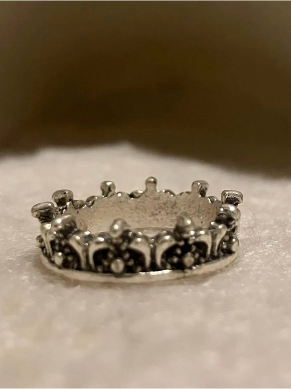 Vintage Ornate Silver Crown Ring